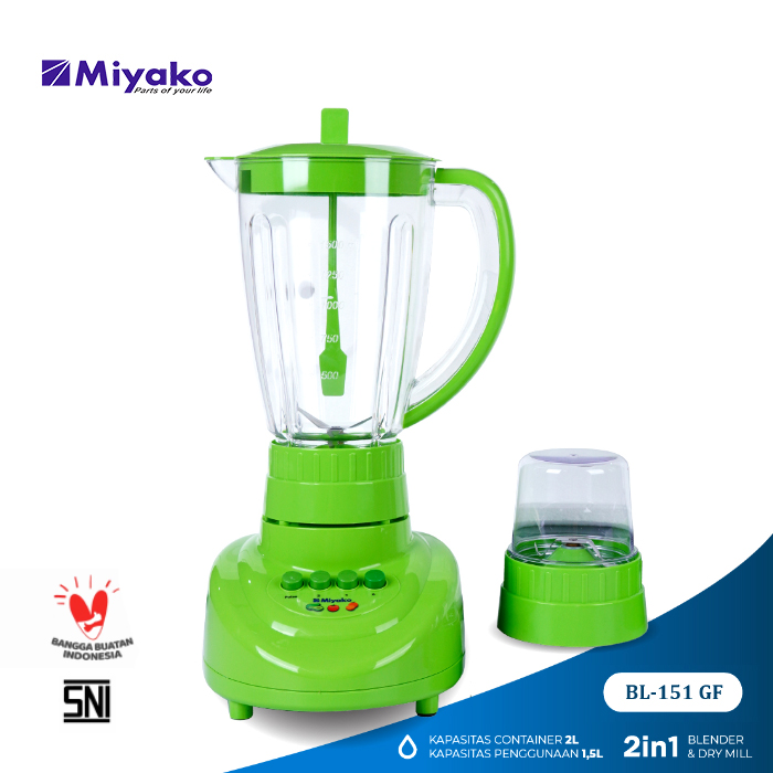 Miyako Blender Gelas 1 Liter 2in1 - BL151GF | BL-151 GF